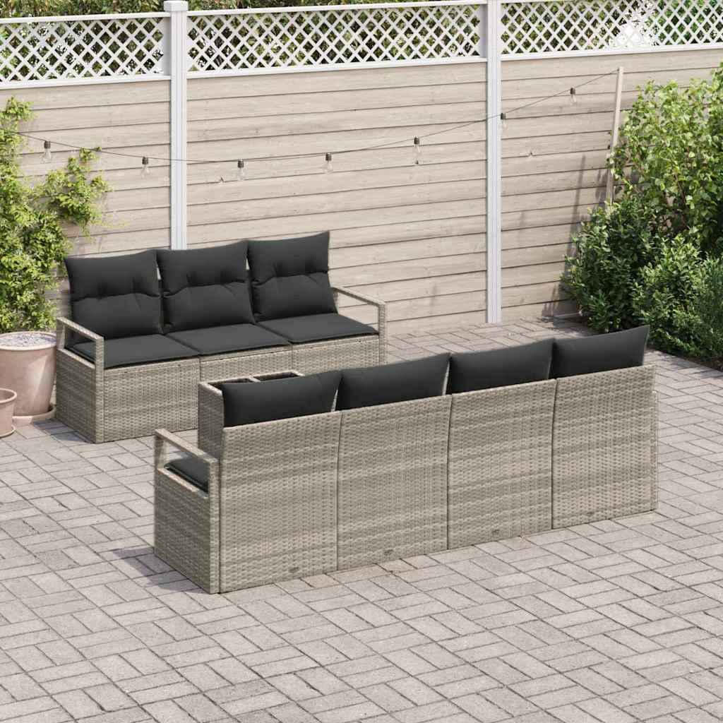 Garten-Sofa-Set mit Kissen 8 pcs Hellgrau und Dunkelgrau